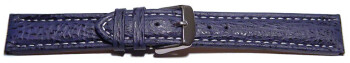 Uhrenarmband gepolstert echt Hai dunkelblau 18mm Schwarz