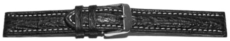Uhrenarmband gepolstert echt Hai schwarz 18mm Schwarz