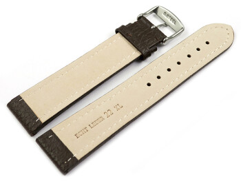 XL Uhrenband echtes Leder gepolstert genarbt dunkelbraun TiT 24mm Schwarz