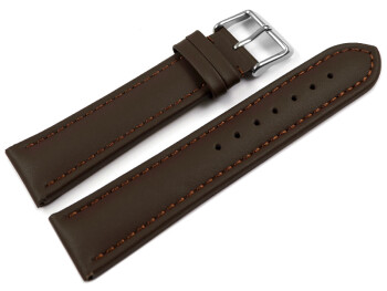 XL Uhrenarmband Leder Glatt dunkelbraun TiT 20mm Schwarz