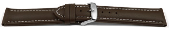 XL Uhrenarmband Leder Glatt dunkelbraun 18mm Schwarz
