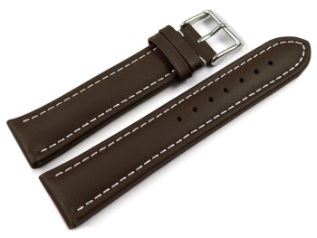 XL Uhrenarmband Leder Glatt dunkelbraun  28mm Schwarz