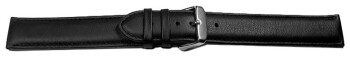 XXL  Uhrenarmband Leder Glatt gepolstert schwarz 18mm Schwarz