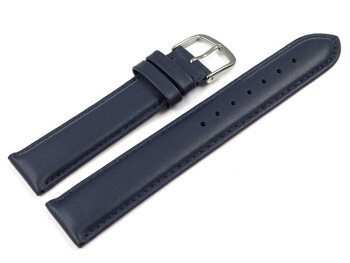 Uhrenarmband glattes Leder dunkelblau 19mm Schwarz