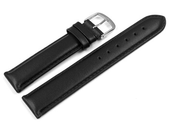 Uhrenarmband glattes Leder schwarz 17mm Schwarz