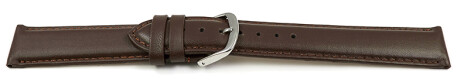 Uhrenarmband glattes Leder dunkelbraun 21mm Schwarz