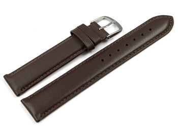 Uhrenarmband glattes Leder dunkelbraun 21mm Schwarz