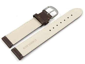 Uhrenarmband glattes Leder dunkelbraun 21mm Schwarz