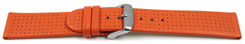 Uhrenarmband Glatt mit Lochung - orange 24mm Schwarz