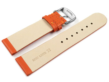 Uhrenarmband Glatt mit Lochung - orange 24mm Schwarz