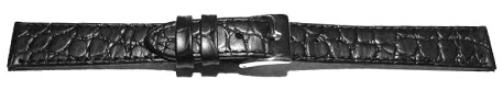 Uhrenarmband Leder schwarz Safari 22mm Schwarz
