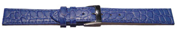 Uhrenarmband Leder blau Safari  16mm Schwarz