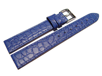 Uhrenarmband Leder blau Safari  18mm Schwarz