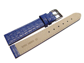 Uhrenarmband Leder blau Safari  18mm Schwarz
