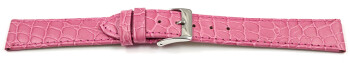 Uhrenarmband Leder Pink Safari 22mm Schwarz