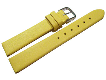 Uhrenarmband Leder Business gelb 18mm Schwarz