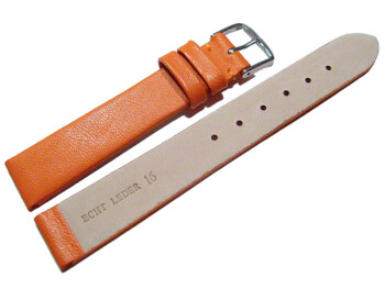 Uhrenarmband Leder Business orange 10mm Schwarz