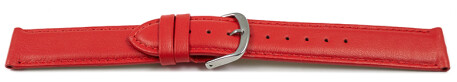 Uhrenarmband rot glattes Leder leicht gepolstert 14mm Schwarz