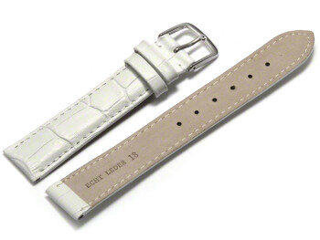 Uhrenarmband - echt Leder - Kroko Prägung - weiß - 8mm Schwarz