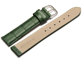 Uhrenarmband - echt Leder - Kroko Prägung - grün - 22mm Schwarz