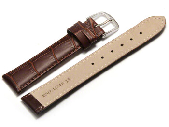 Uhrenarmband - echt Leder - Kroko Prägung - dunkelbraun - 22mm Schwarz