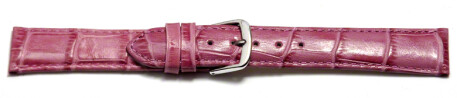 Uhrenarmband - echt Leder - Kroko Prägung - himbeerfarben - 22mm Schwarz