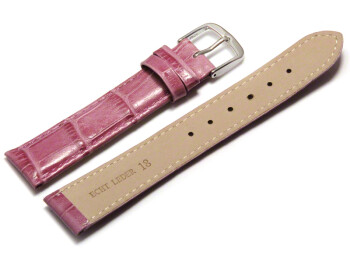 Uhrenarmband - echt Leder - Kroko Prägung - himbeerfarben - 22mm Schwarz