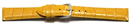 Uhrenarmband - echt Leder - Kroko Prägung - gelb - 12mm Schwarz