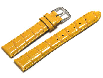 Uhrenarmband - echt Leder - Kroko Prägung - gelb - 12mm Schwarz