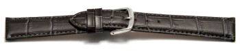 Uhrenarmband - echt Leder - Kroko Prägung - dunkelgrau - 16mm Schwarz