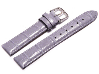 Uhrenarmband - echt Leder - Kroko Prägung - Flieder - 12mm Schwarz