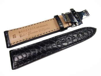 Uhrenband mit Butterfly echt Alligator art manual schwarz 18mm 19mm 20mm 22mm