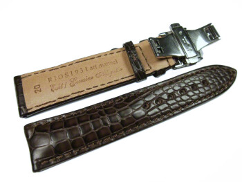 Uhrenband mit Butterfly echt Alligator art manual braun 18mm 19mm 20mm 22mm
