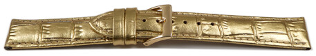 Uhrenarmband gepolstert Kroko Prägung Gold 14mm Schwarz
