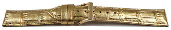 Uhrenarmband gepolstert Kroko Prägung Gold 20mm Schwarz
