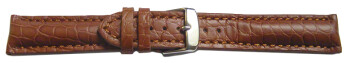 Uhrenarmband stark gepolstert echt Alligator hellbraun 22/18mm Schwarz