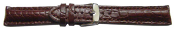 Uhrenarmband stark gepolstert echt Alligator dunkelbraun (rotbraun) 18mm Schwarz