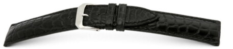 Uhrenarmband - echt Alligator - art manuel - schwarz 19mm Schwarz