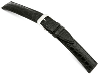 Uhrenarmband - echt Alligator - art manuel - schwarz 20mm Schwarz