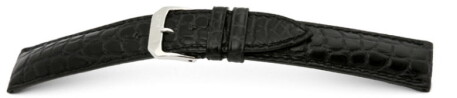 Uhrenarmband - echt Alligator - art manuel - schwarz 22mm Schwarz