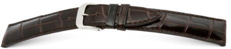Uhrenarmband - echt Louisiana Kroko - matt - dunkelbraun 20mm Schwarz