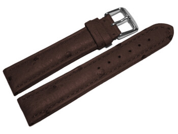 Dorn - Uhrenarmband - echt Strauss - dunkelbraun 18mm Schwarz