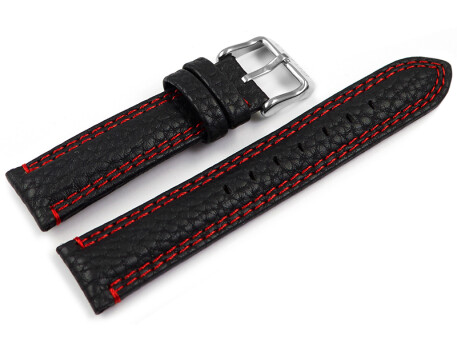 Uhrenarmband Lotus Leder schwarz rote Naht für 18665