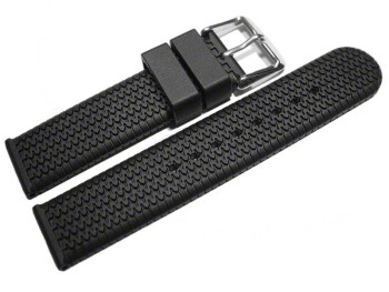 Uhrenarmband Silikon Struktur schwarz 18mm Schwarz
