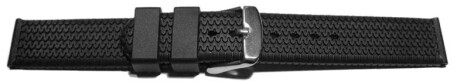 Uhrenarmband Silikon Struktur schwarz 22mm Schwarz