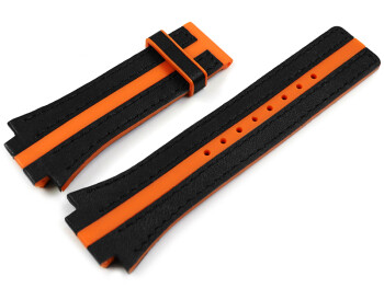 Uhrenarmband Festina F16184 Leder schwarz mit orangem Streifen