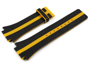 Uhrenarmband Festina F16184/5 Leder schwarz mit gelbem Streifen