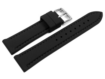Uhrenarmband schwarz mit schwarzer Naht aus Silikon 24mm Gold