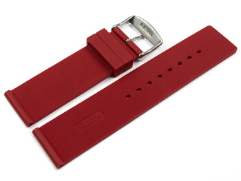 Uhrenband Silikon Glatt rot 20mm Schwarz