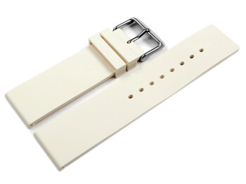 Uhrenband Silikon Glatt creme 22mm Schwarz